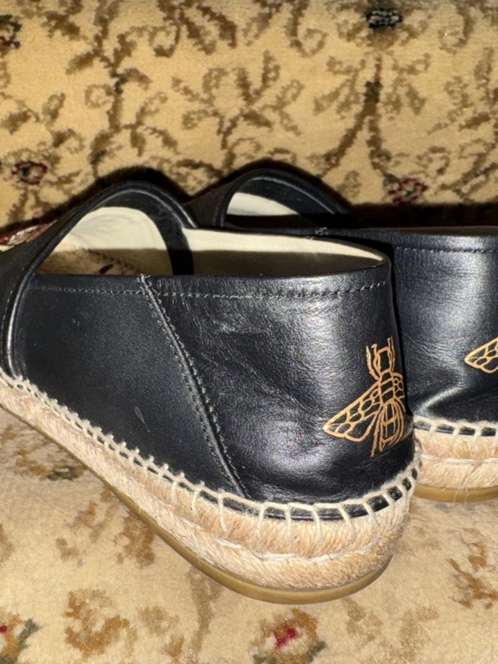 Gucci Navy Leather Worldwide Embroidered Espadrilles size 10USwomen/8IT - Picture 3 of 7
